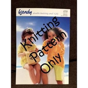 New Wendy 4753 DK and 4-Ply Child Long or Short Sleeve Sweater Knitting Pattern